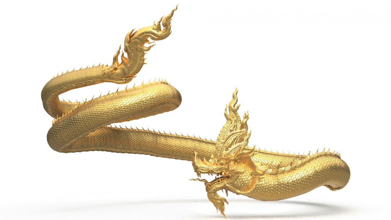 3D Gold Naga Dragon Rigged model