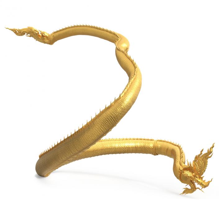 3D Gold Naga Dragon Rigged model