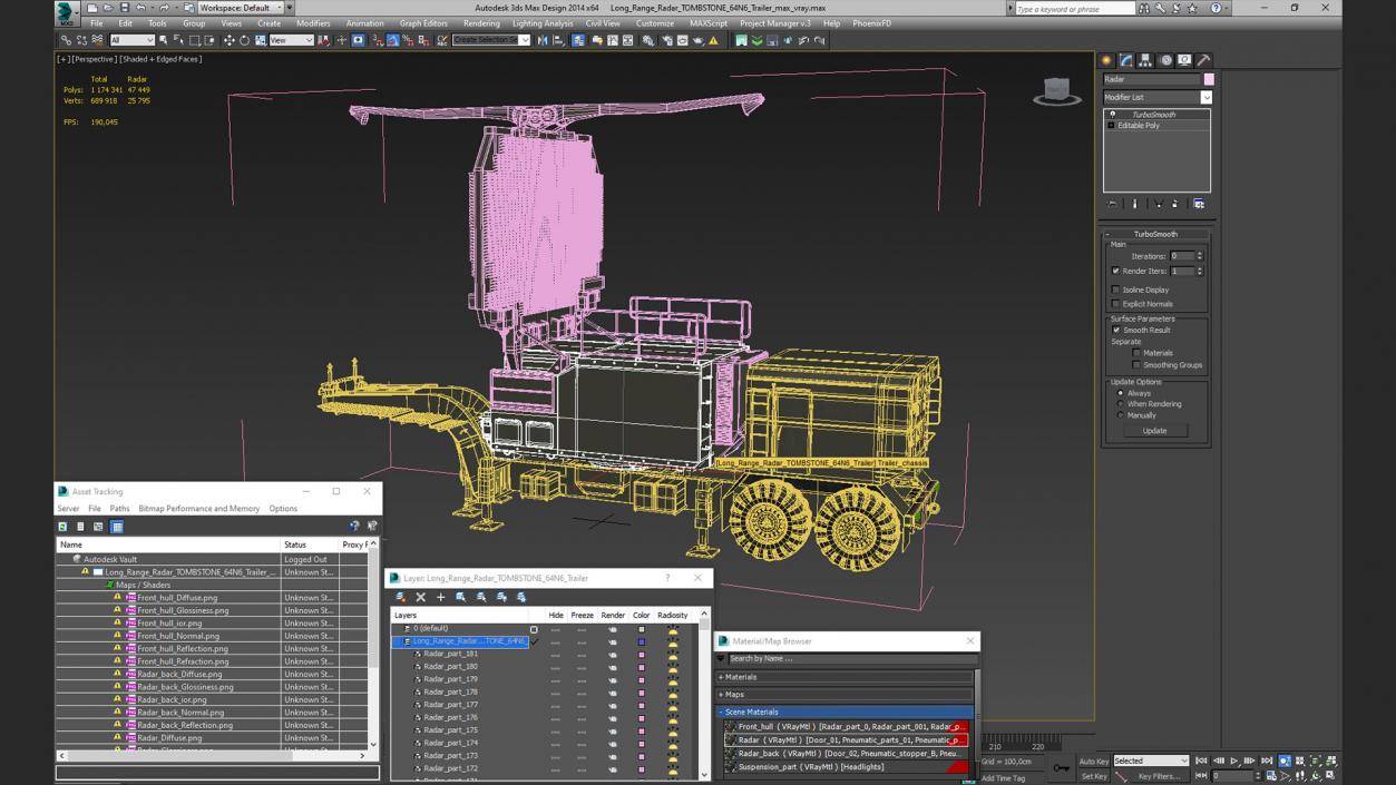 Long Range Radar TOMBSTONE 64N6 Trailer 3D model