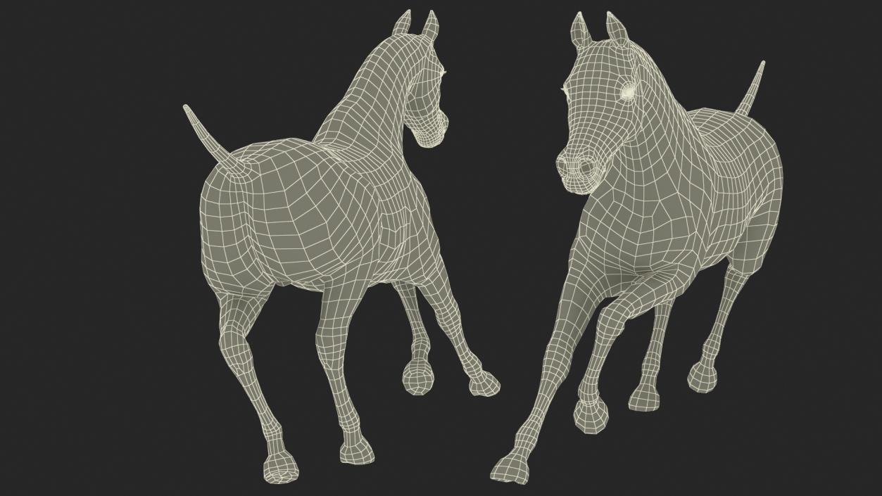 3D model Galloping Arabian Horse Gray Dappled Fur