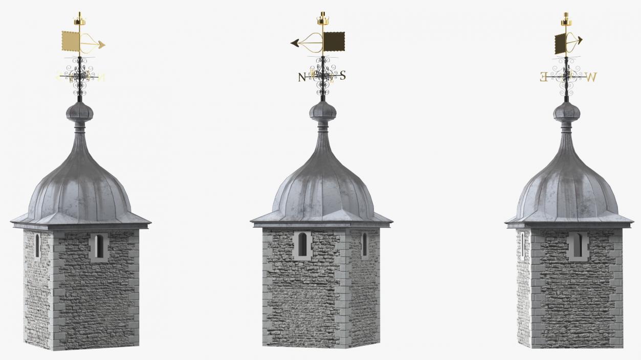 3D Ancient Tower of Castle with Weather Vane