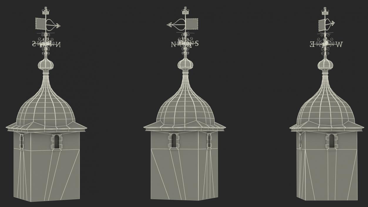 3D Ancient Tower of Castle with Weather Vane