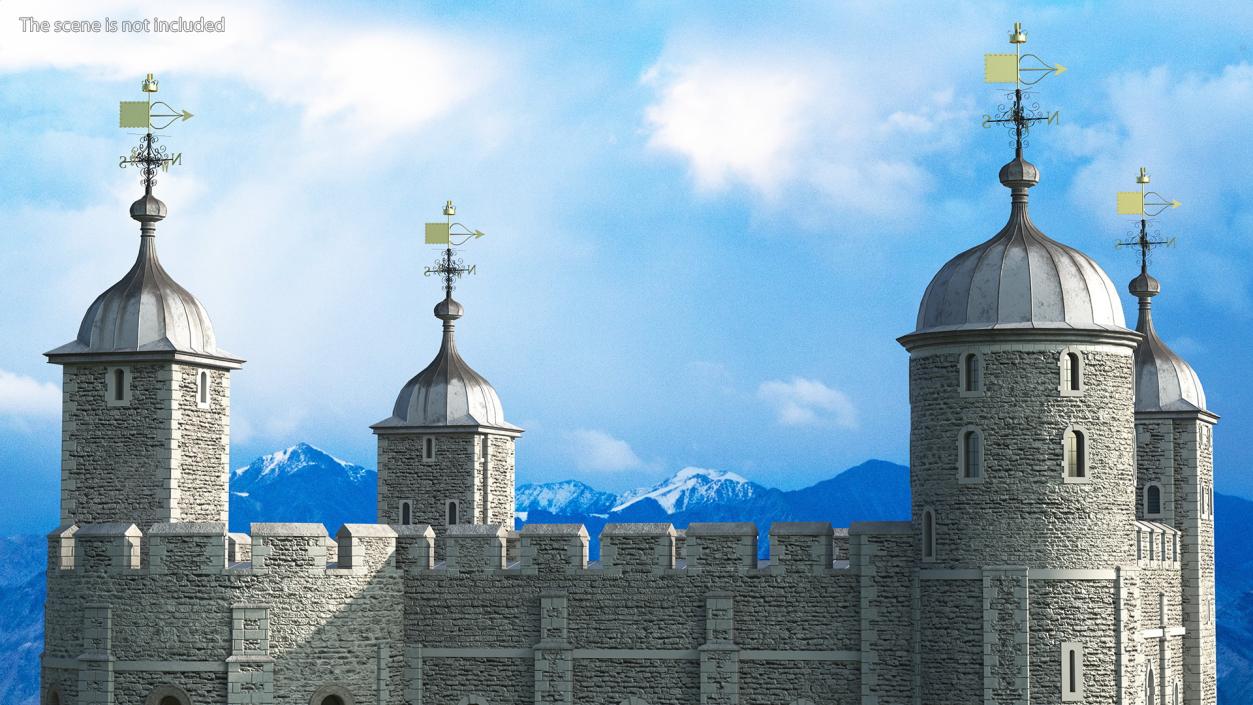 3D Ancient Tower of Castle with Weather Vane