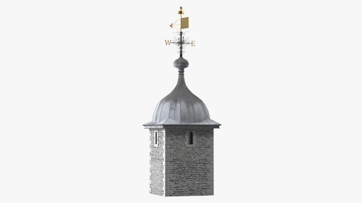 3D Ancient Tower of Castle with Weather Vane