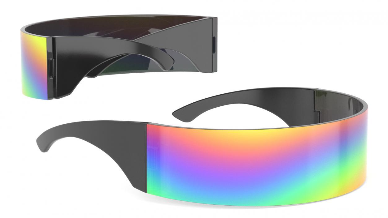 3D Futuristic Rainbow Shield Sunglasses