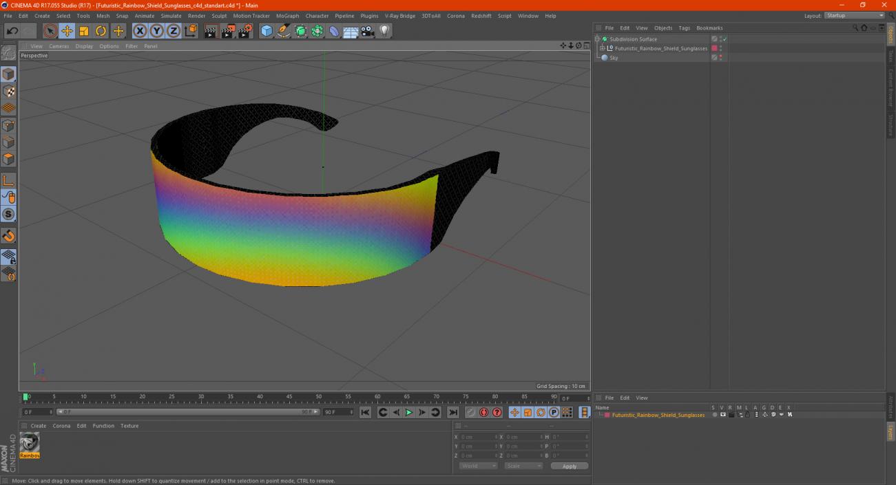 3D Futuristic Rainbow Shield Sunglasses