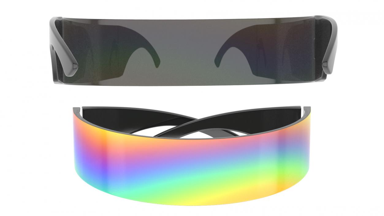 3D Futuristic Rainbow Shield Sunglasses