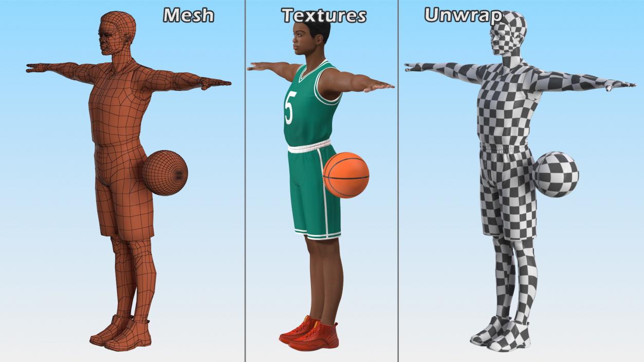 Light Skin Teenager Basketball Player Rigged 3D model