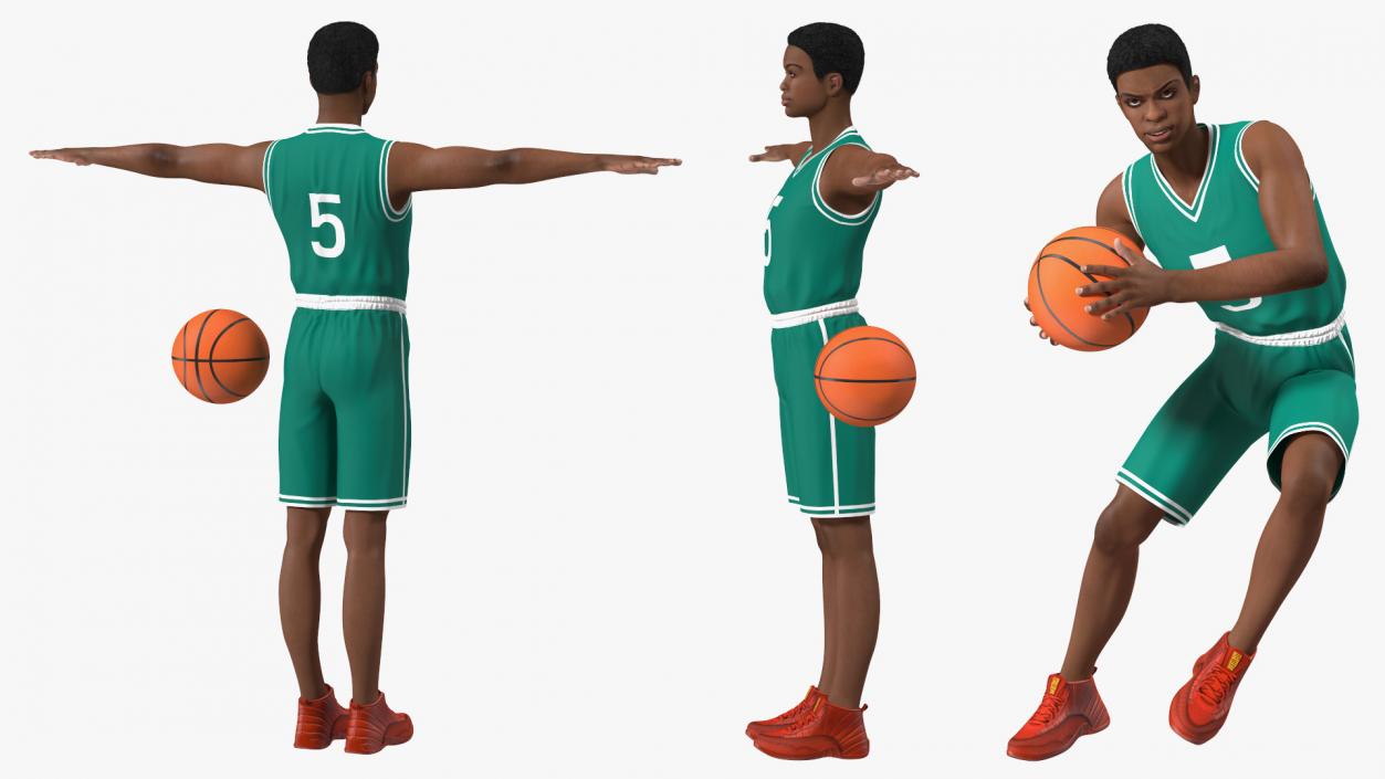 Light Skin Teenager Basketball Player Rigged 3D model