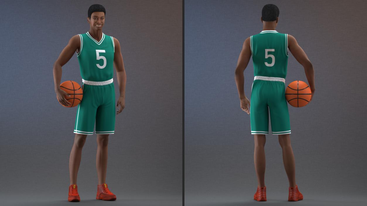 Light Skin Teenager Basketball Player Rigged 3D model