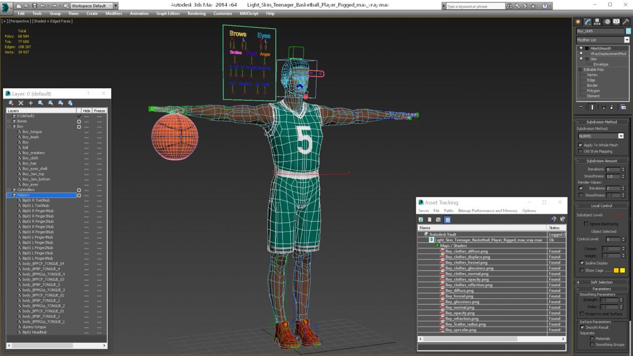 Light Skin Teenager Basketball Player Rigged 3D model