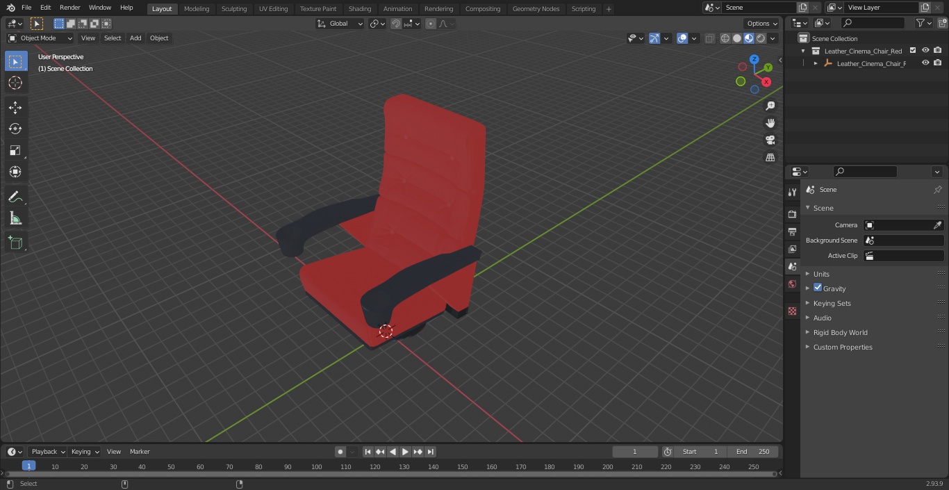 Leather Cinema Chair Red 3D model