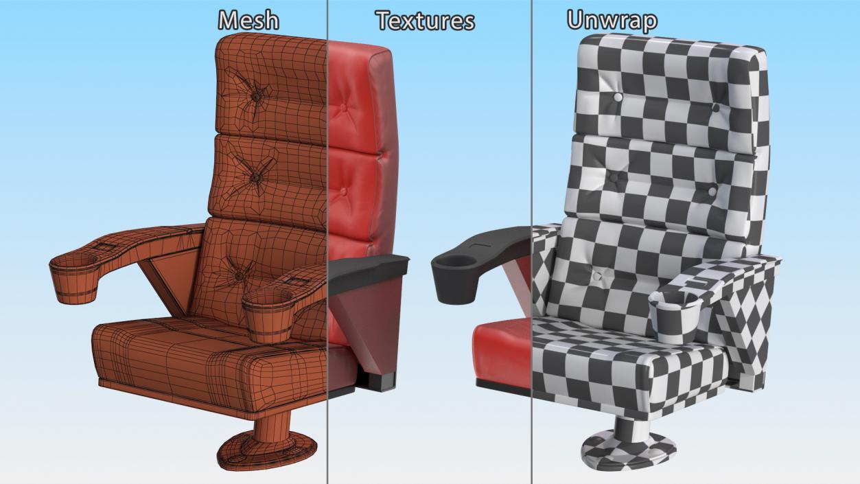 Leather Cinema Chair Red 3D model