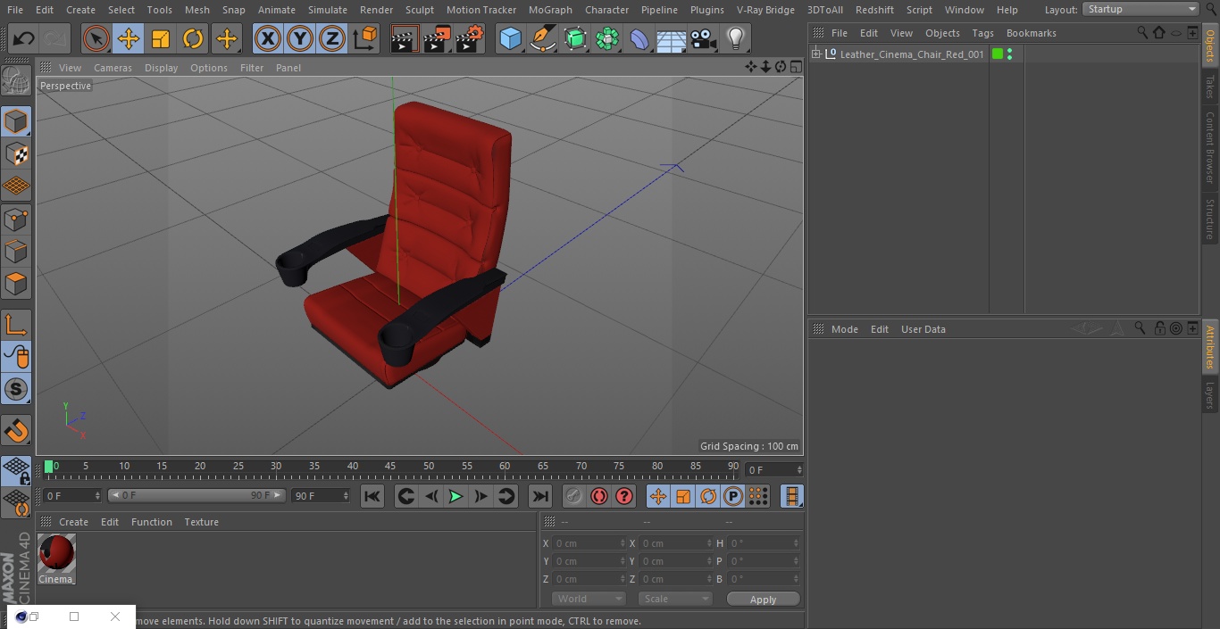 Leather Cinema Chair Red 3D model