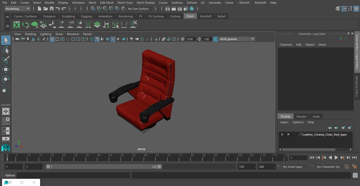 Leather Cinema Chair Red 3D model