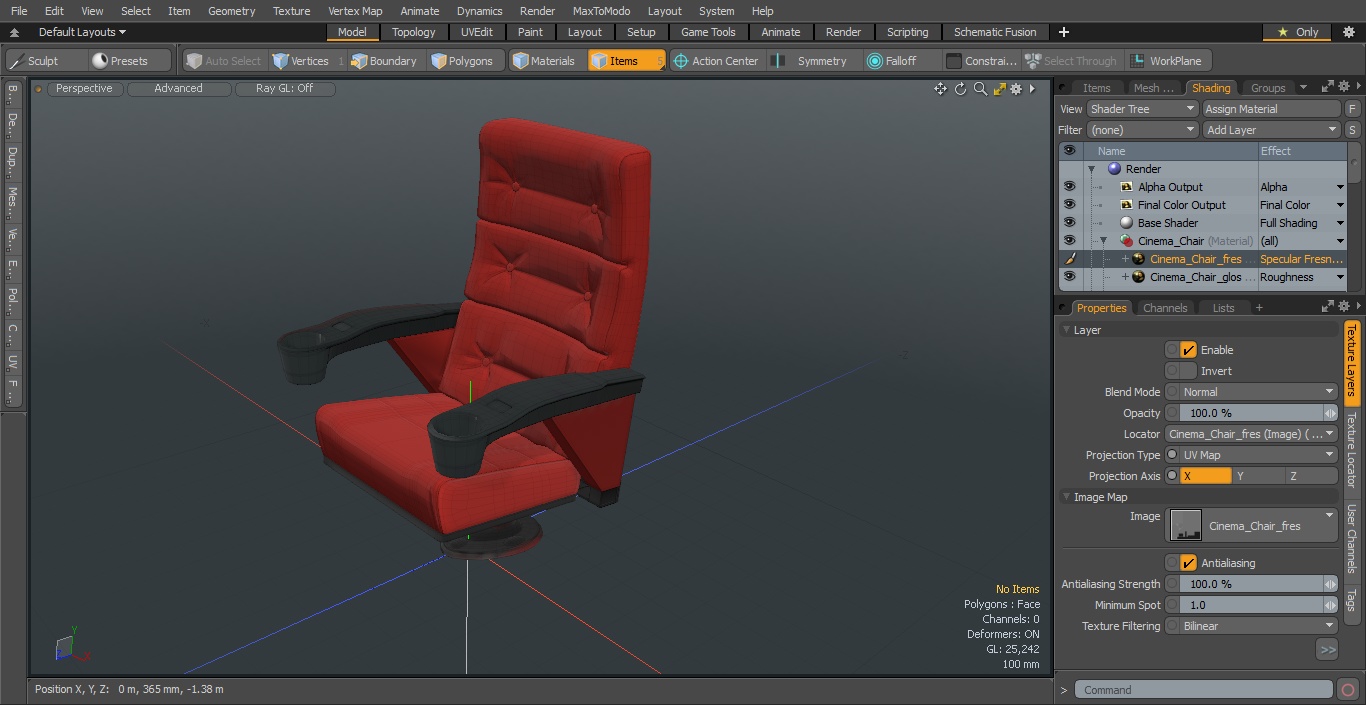 Leather Cinema Chair Red 3D model