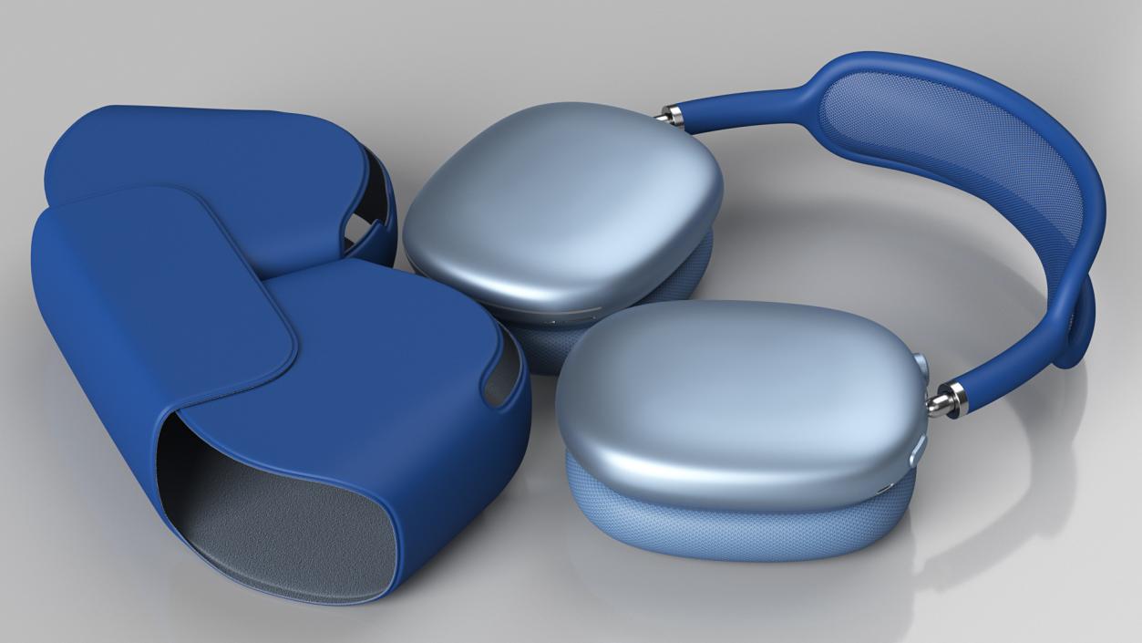 3D model Sky Blue AirPods Max with Case