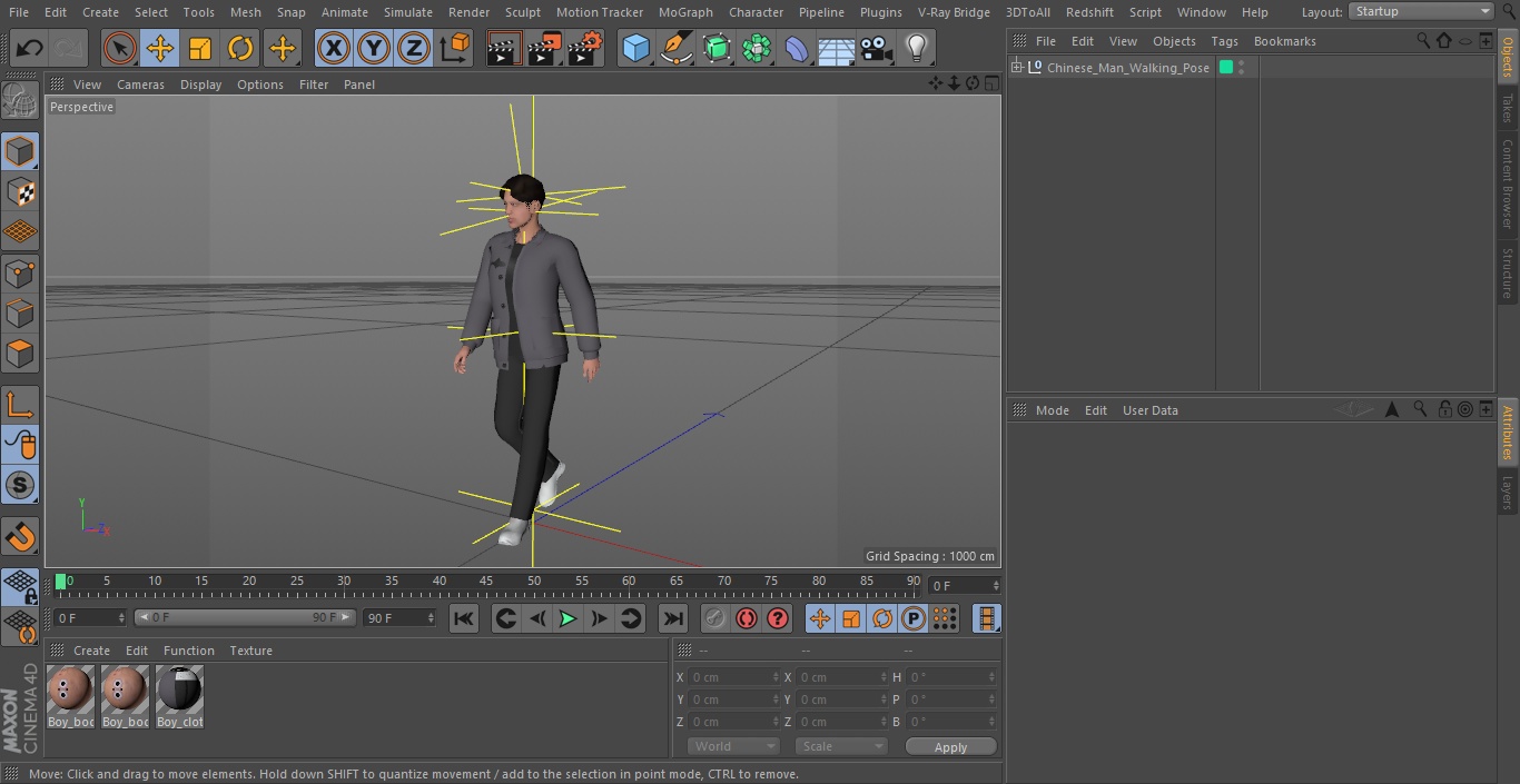 Chinese Man Walking Pose 3D model