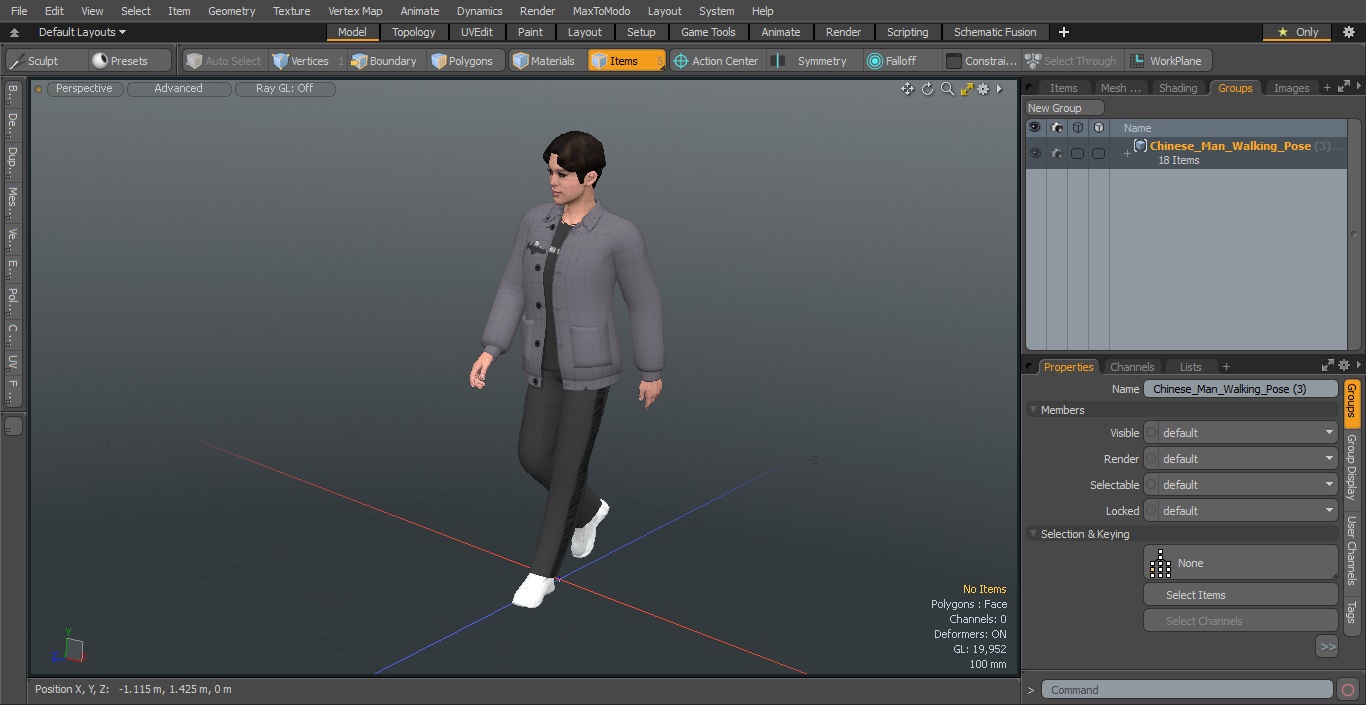 Chinese Man Walking Pose 3D model