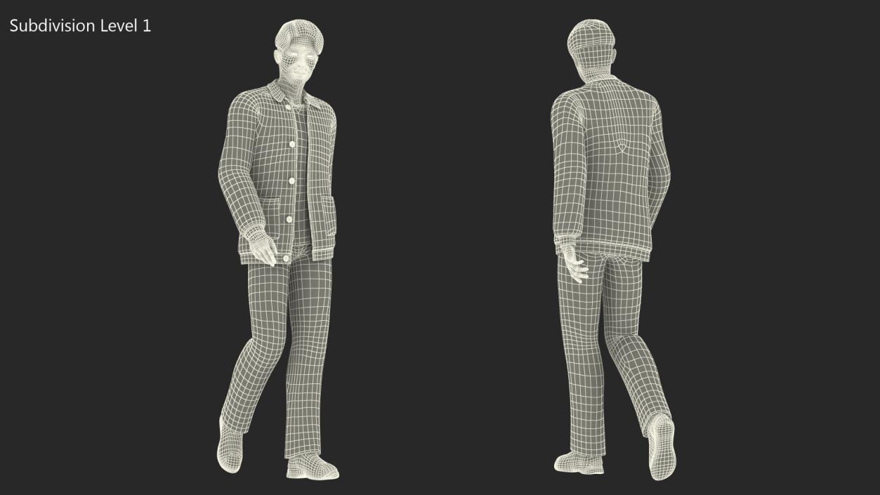 Chinese Man Walking Pose 3D model