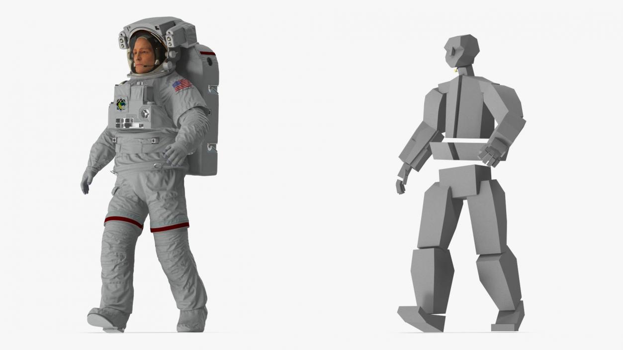 Astronaut in Extravehicular Mobility Unit Rigged for Maya 3D