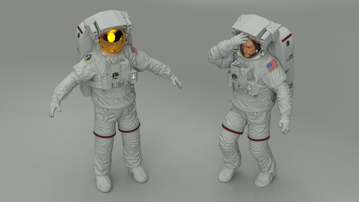 Astronaut in Extravehicular Mobility Unit Rigged for Maya 3D