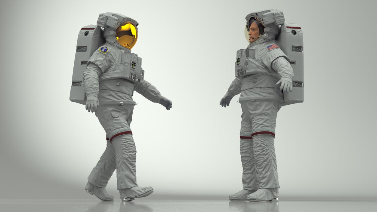 Astronaut in Extravehicular Mobility Unit Rigged for Maya 3D