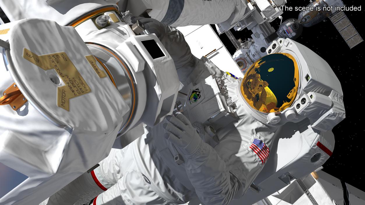 Astronaut in Extravehicular Mobility Unit Rigged for Maya 3D