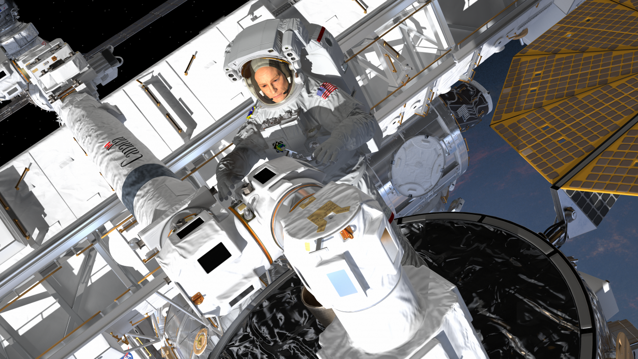 Astronaut in Extravehicular Mobility Unit Rigged for Maya 3D