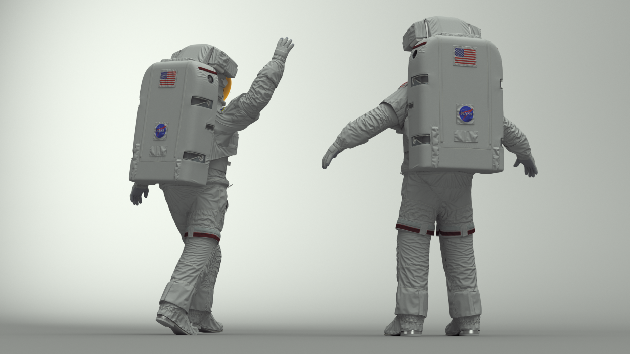 Astronaut in Extravehicular Mobility Unit Rigged for Maya 3D