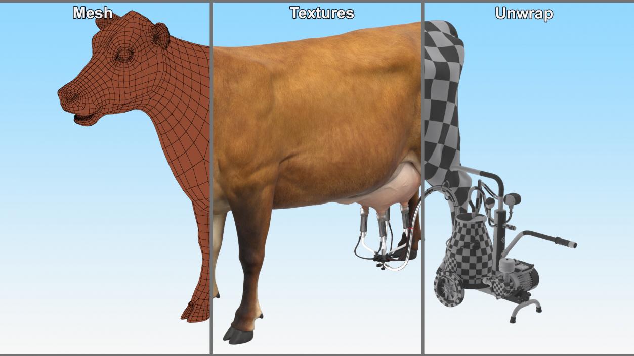 Cream Cow and Milking Machine 3D model