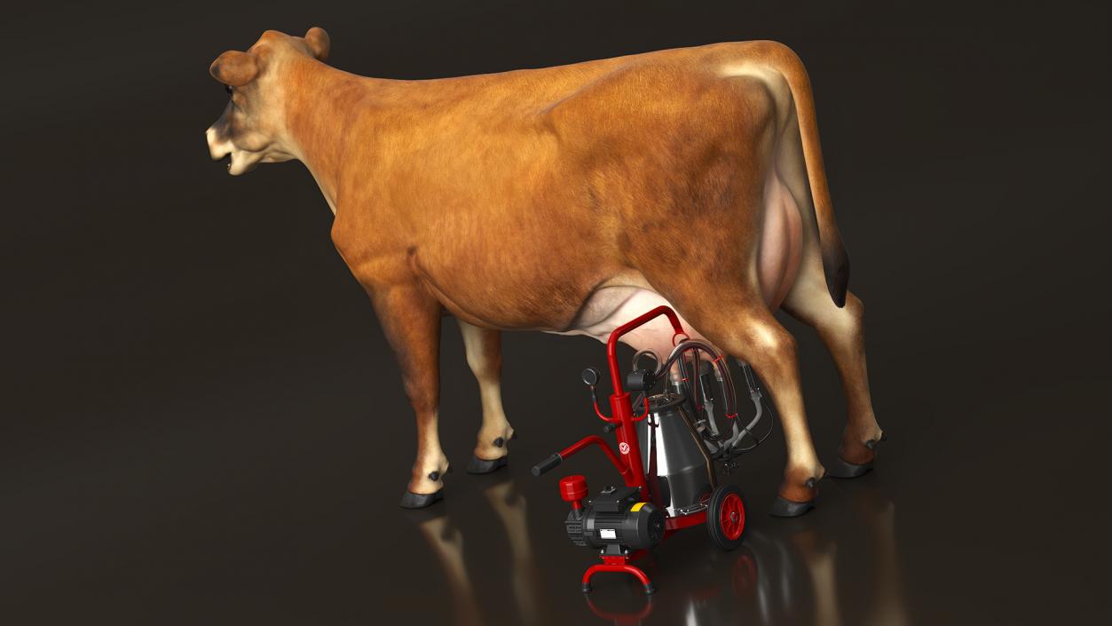 Cream Cow and Milking Machine 3D model