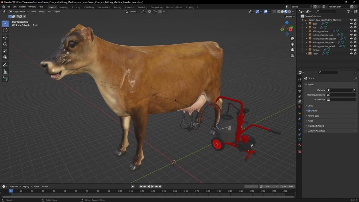 Cream Cow and Milking Machine 3D model