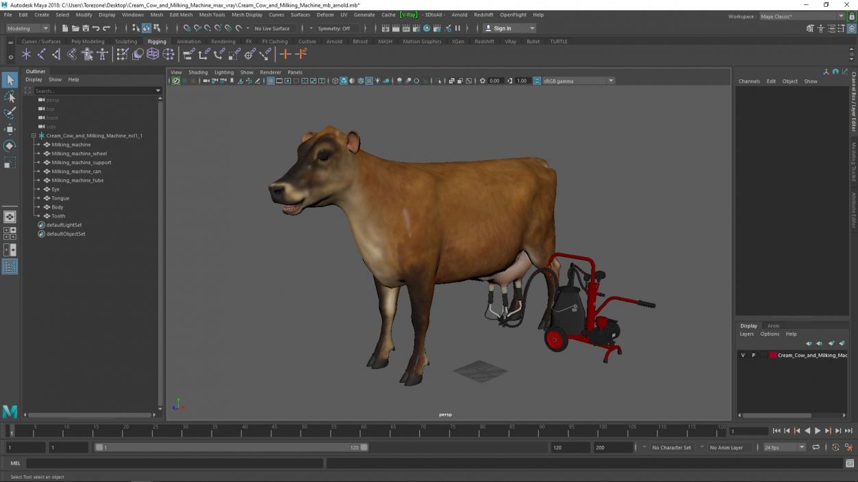 Cream Cow and Milking Machine 3D model