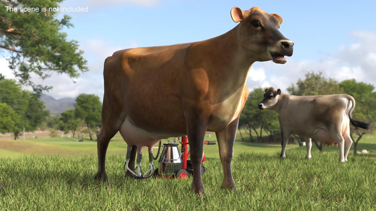 Cream Cow and Milking Machine 3D model