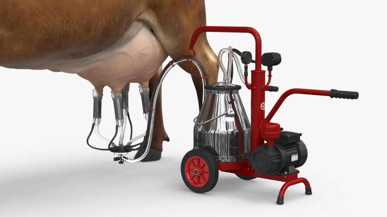 Cream Cow and Milking Machine 3D model