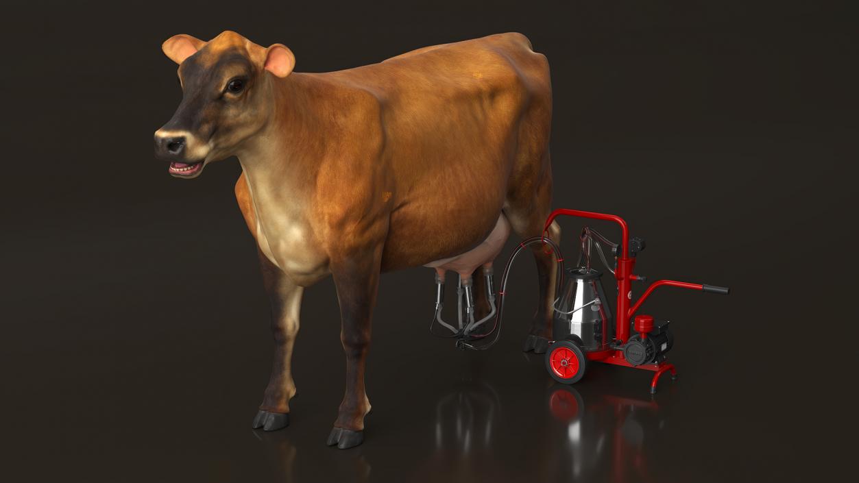 Cream Cow and Milking Machine 3D model