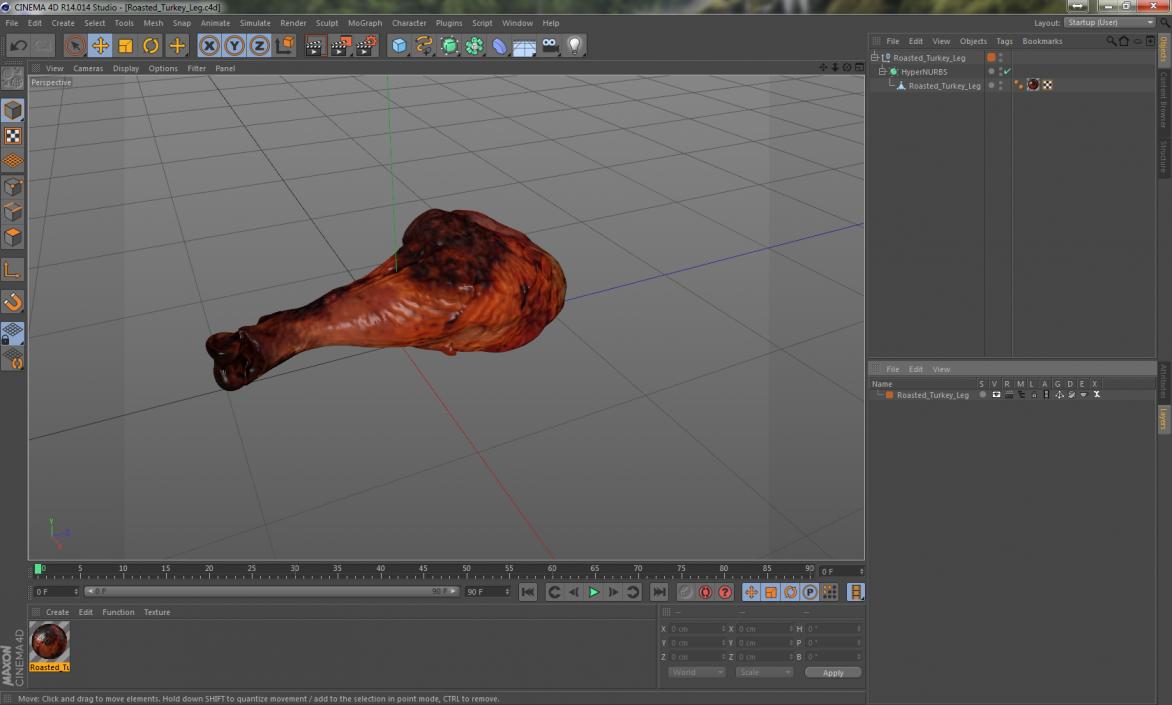 3D Roasted Turkey Leg model