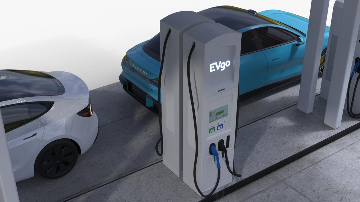 3D EVgo Fast Charging Station and Electric Cars 2