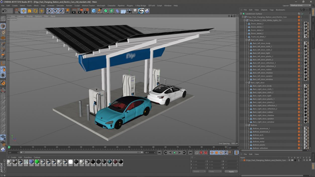 3D EVgo Fast Charging Station and Electric Cars 2