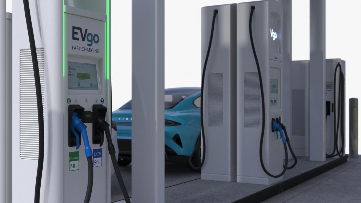 3D EVgo Fast Charging Station and Electric Cars 2