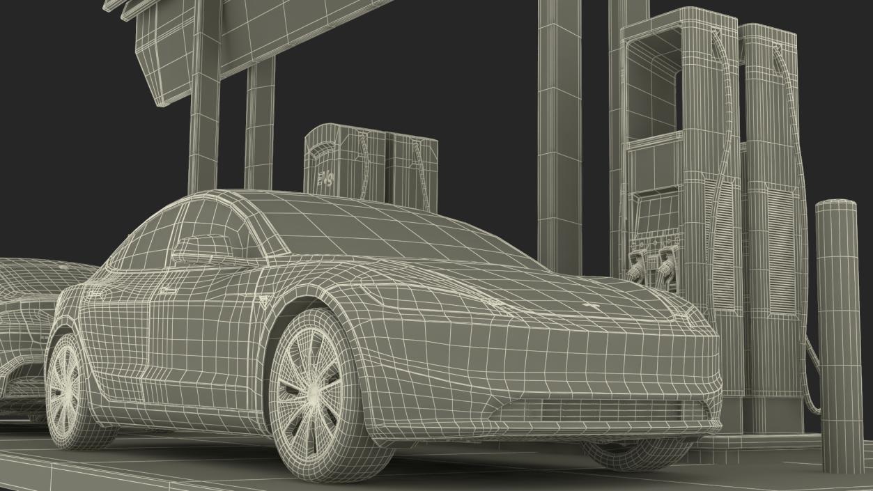 3D EVgo Fast Charging Station and Electric Cars 2