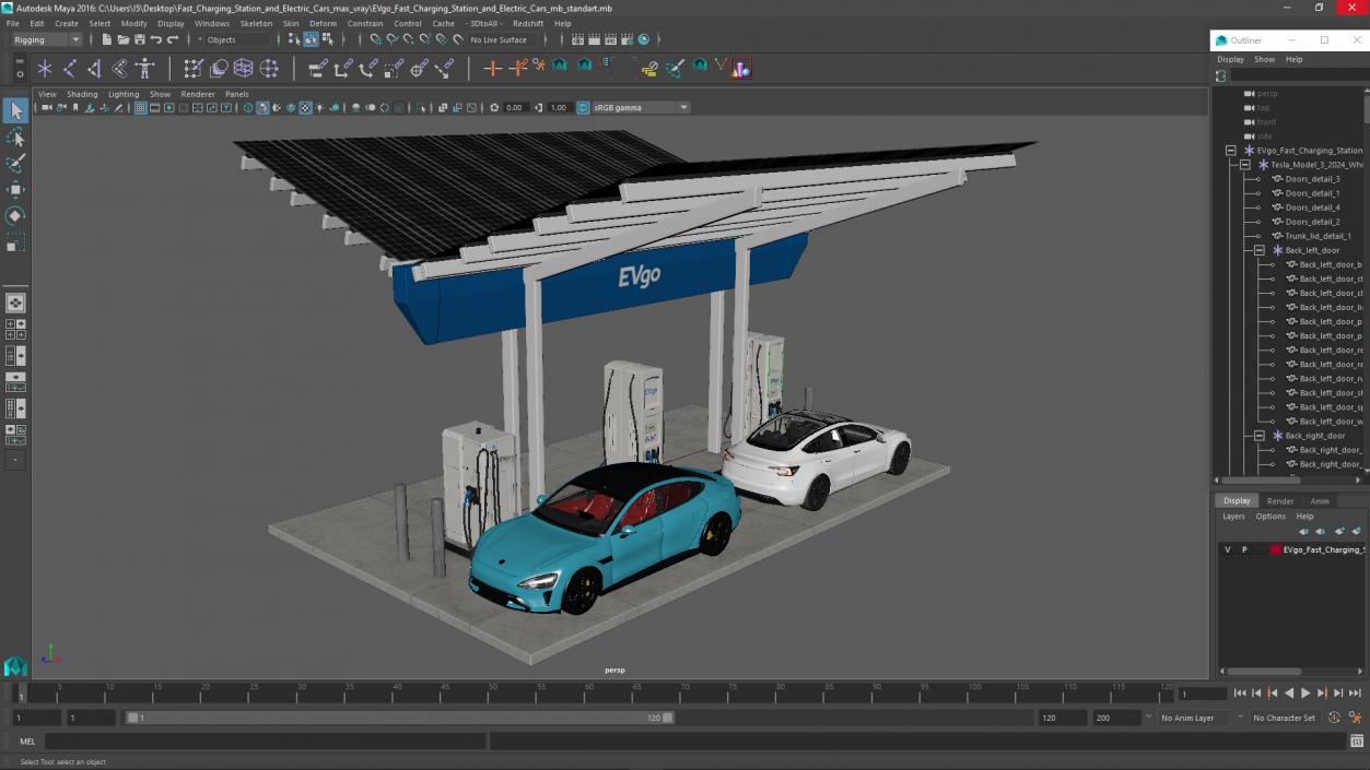 3D EVgo Fast Charging Station and Electric Cars 2