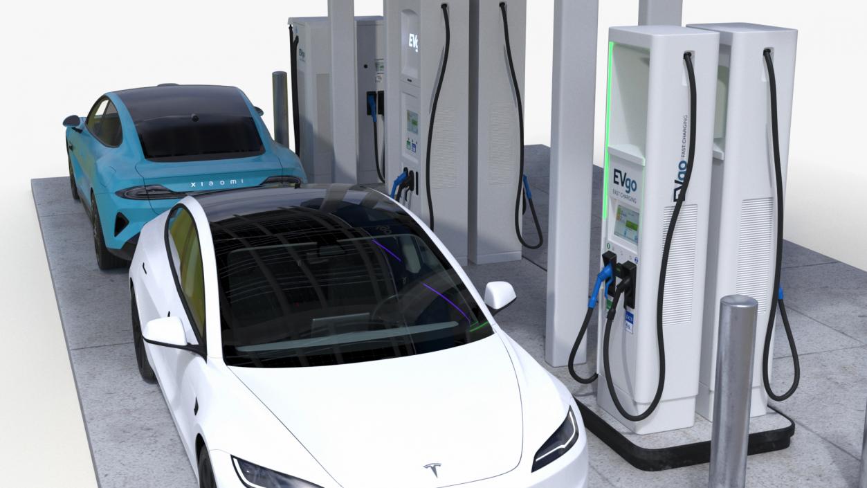 3D EVgo Fast Charging Station and Electric Cars 2