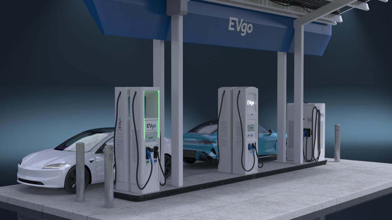 3D EVgo Fast Charging Station and Electric Cars 2