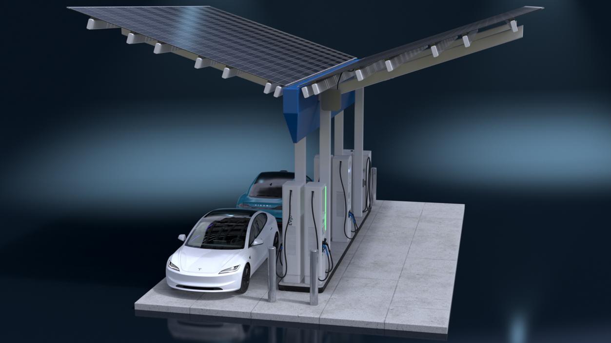 3D EVgo Fast Charging Station and Electric Cars 2