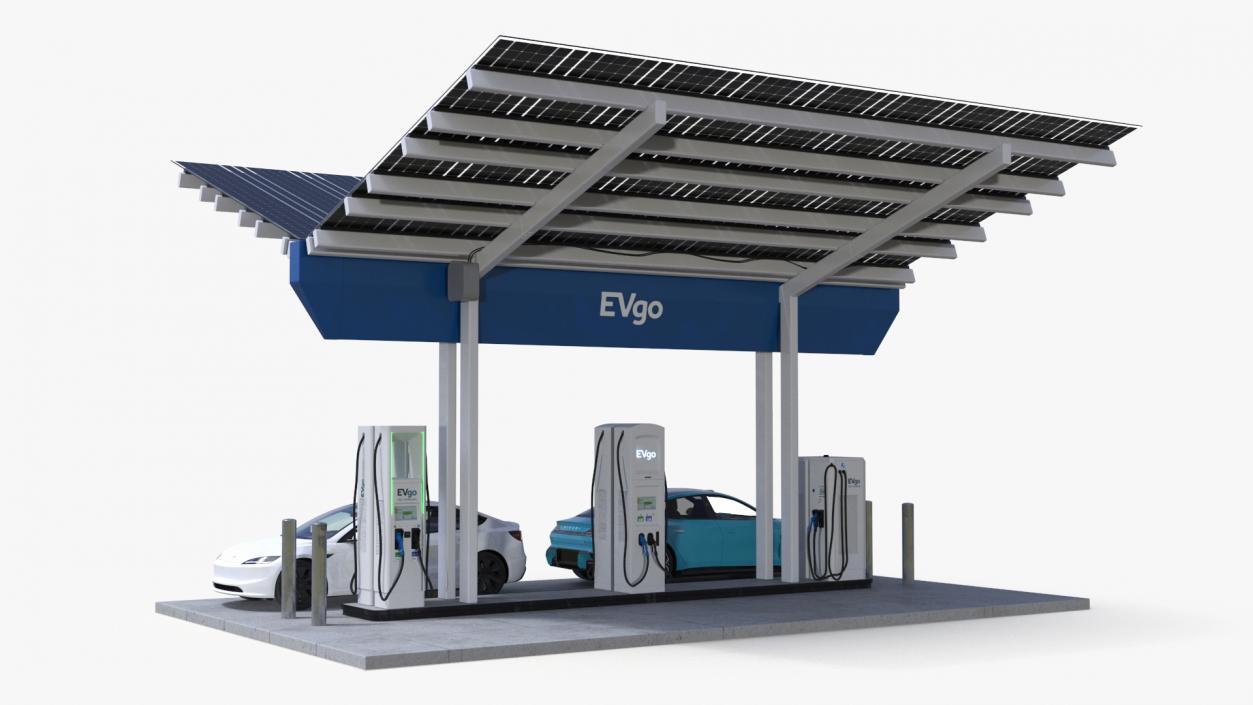 3D EVgo Fast Charging Station and Electric Cars 2