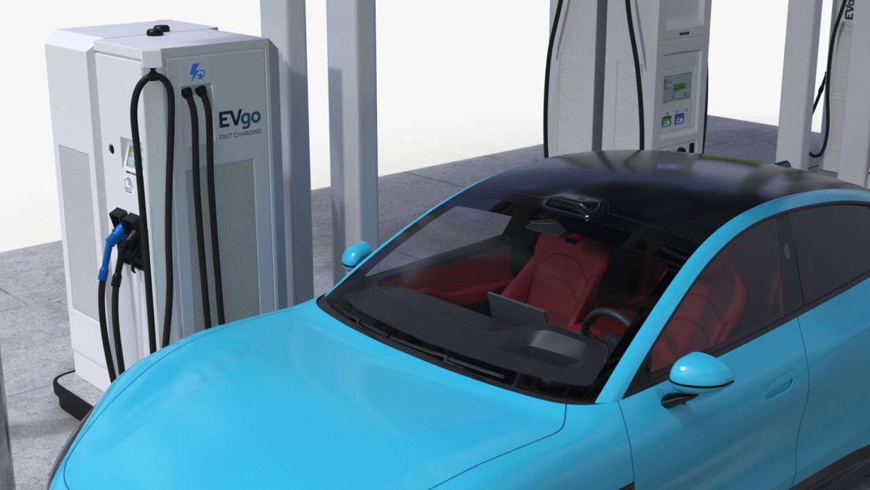 3D EVgo Fast Charging Station and Electric Cars 2