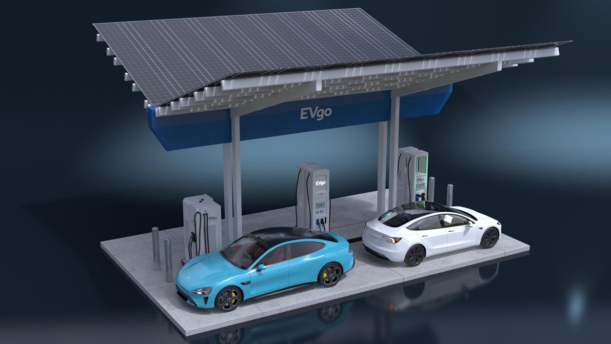 3D EVgo Fast Charging Station and Electric Cars 2