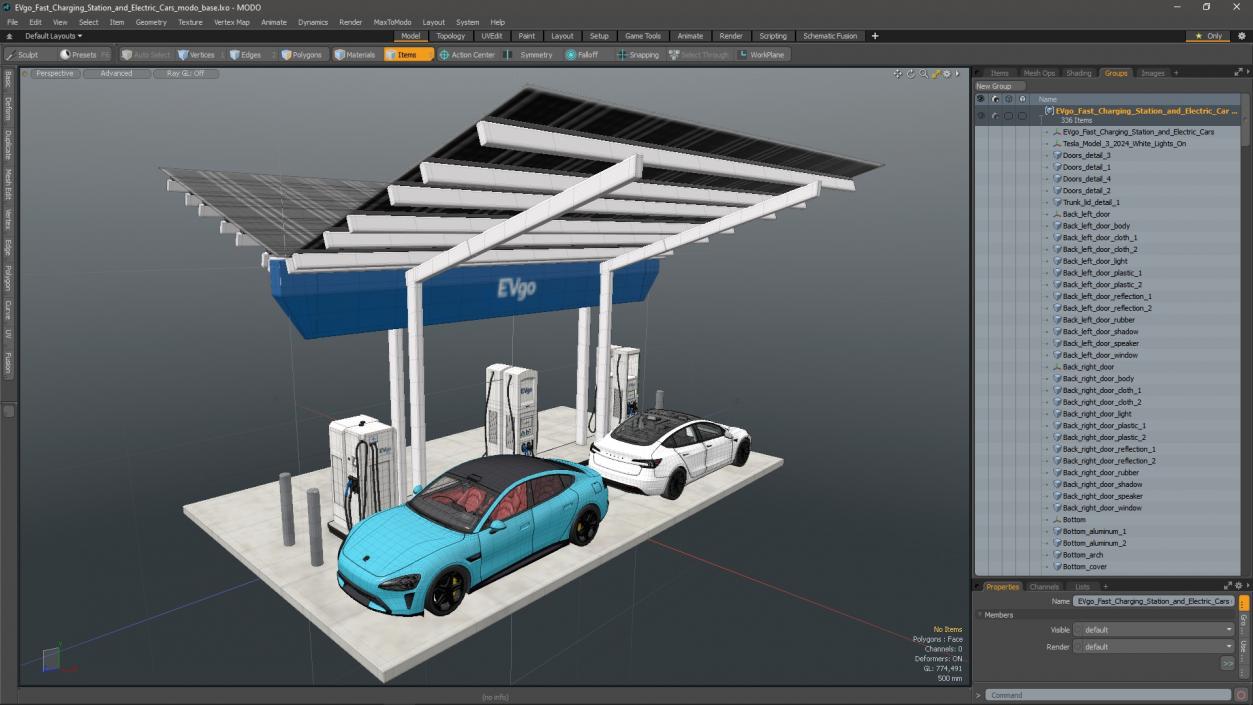 3D EVgo Fast Charging Station and Electric Cars 2